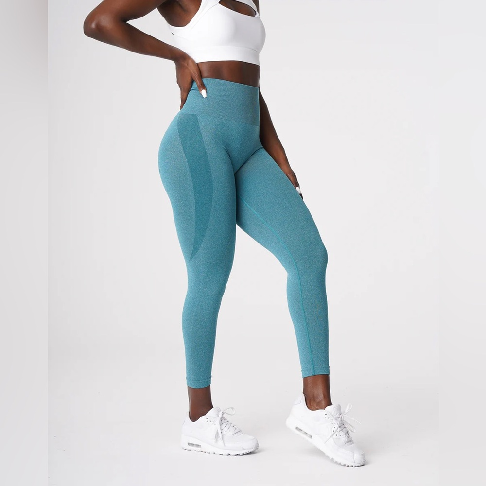 NVGTN High Rise Teal Contour Seamless Leggings